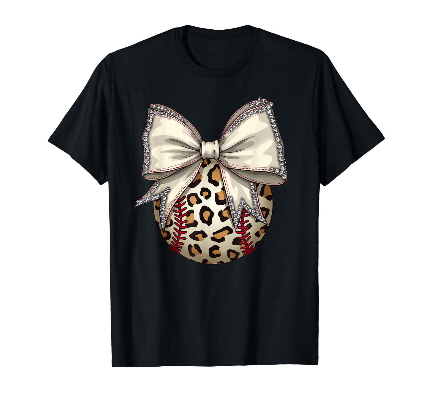 Leopard Baseball Coquette Bow Mama Mom T-Shirt - Trendy Graphic Unisex - T-Shirt, Sweatshirt, Hoodie