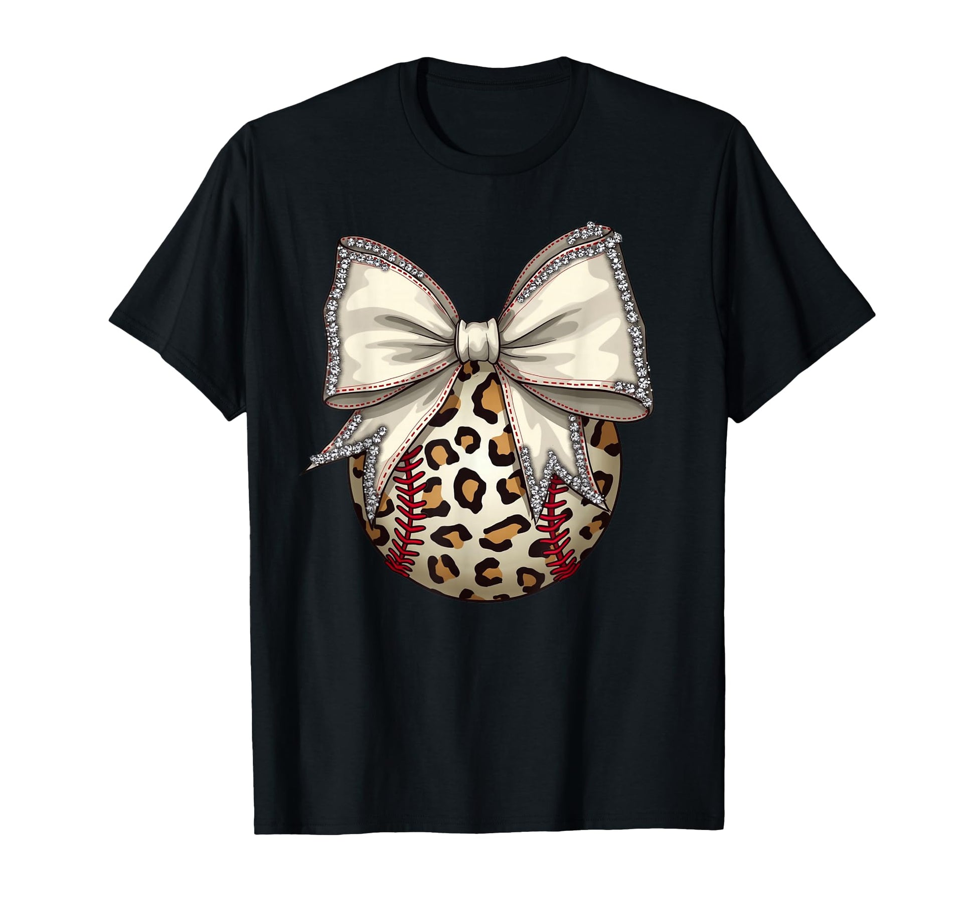 Leopard Baseball Coquette Bow Mama Mom T-Shirt - Trendy Graphic Unisex - T-Shirt, Sweatshirt, Hoodie