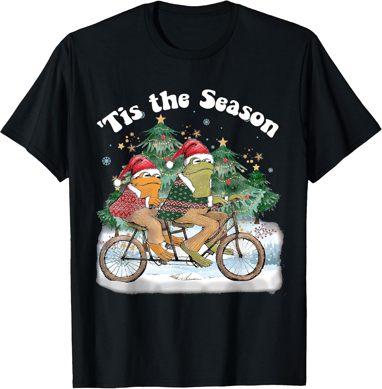 Frog Toad Riding A Bike Santa Christmas Pajama - Adult & Kids T-Shirts, Sweatshirts & Hoodies apparel design preview 1