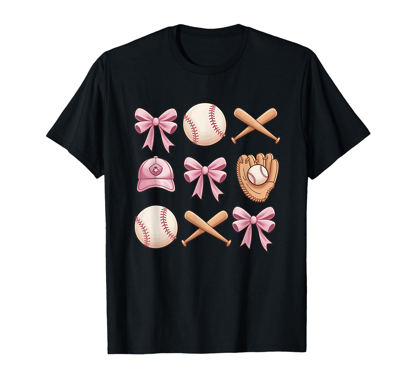 Baseball Coquette Bow Mom Sister T-Shirt - Graphic Print Men Women - T-Shirt, Sweatshirt, Hoodie