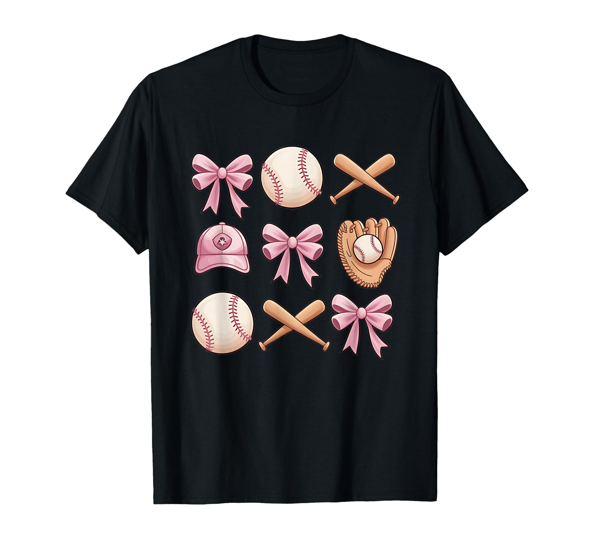 Baseball Coquette Bow Mom Sister T-Shirt - Graphic Print Men Women - T-Shirt, Sweatshirt, Hoodie