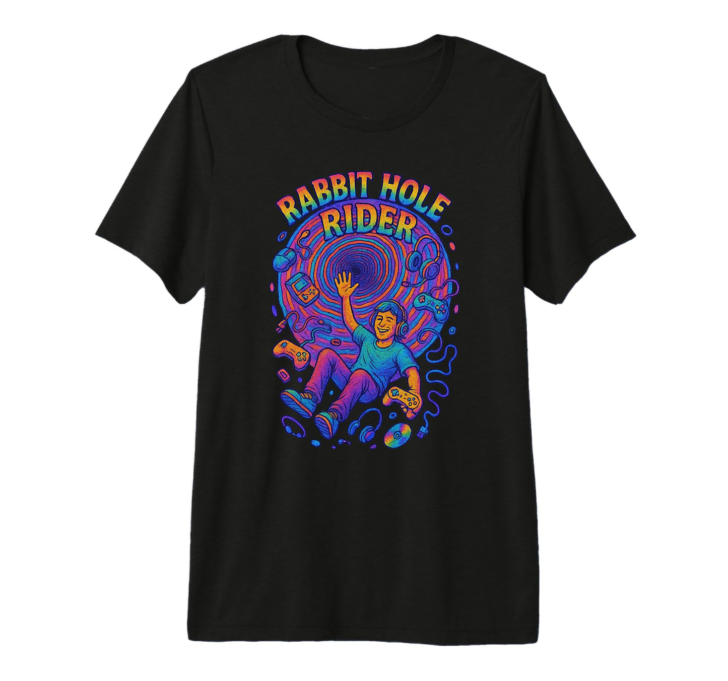 Gamer Hippie Colorful Funny Nerd 90S T-Shirt - Custom Art Print for Adults - T-Shirt, Sweatshirt, Hoodie