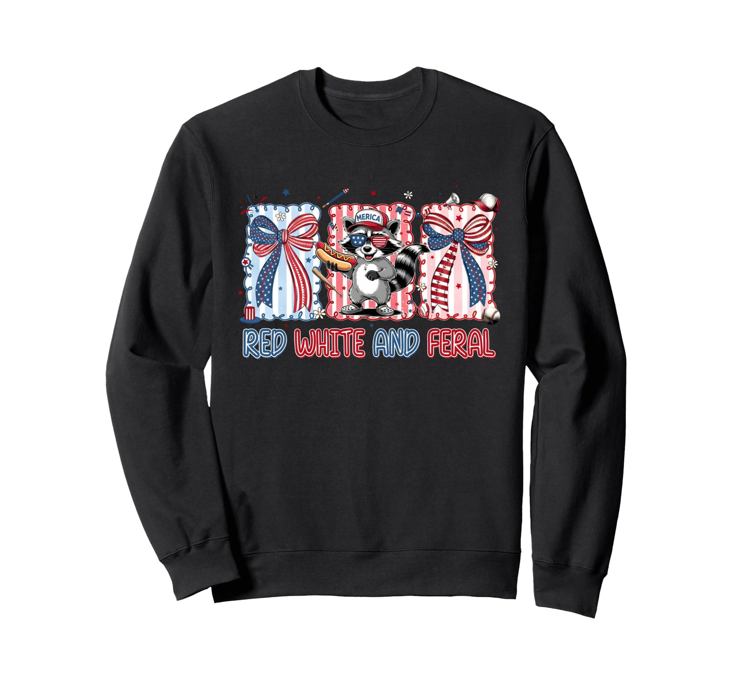 Red White And Feral Patriotic Sweatshirt - Minimalist Print Men Women - T-Shirt, Sweatshirt, Hoodie
