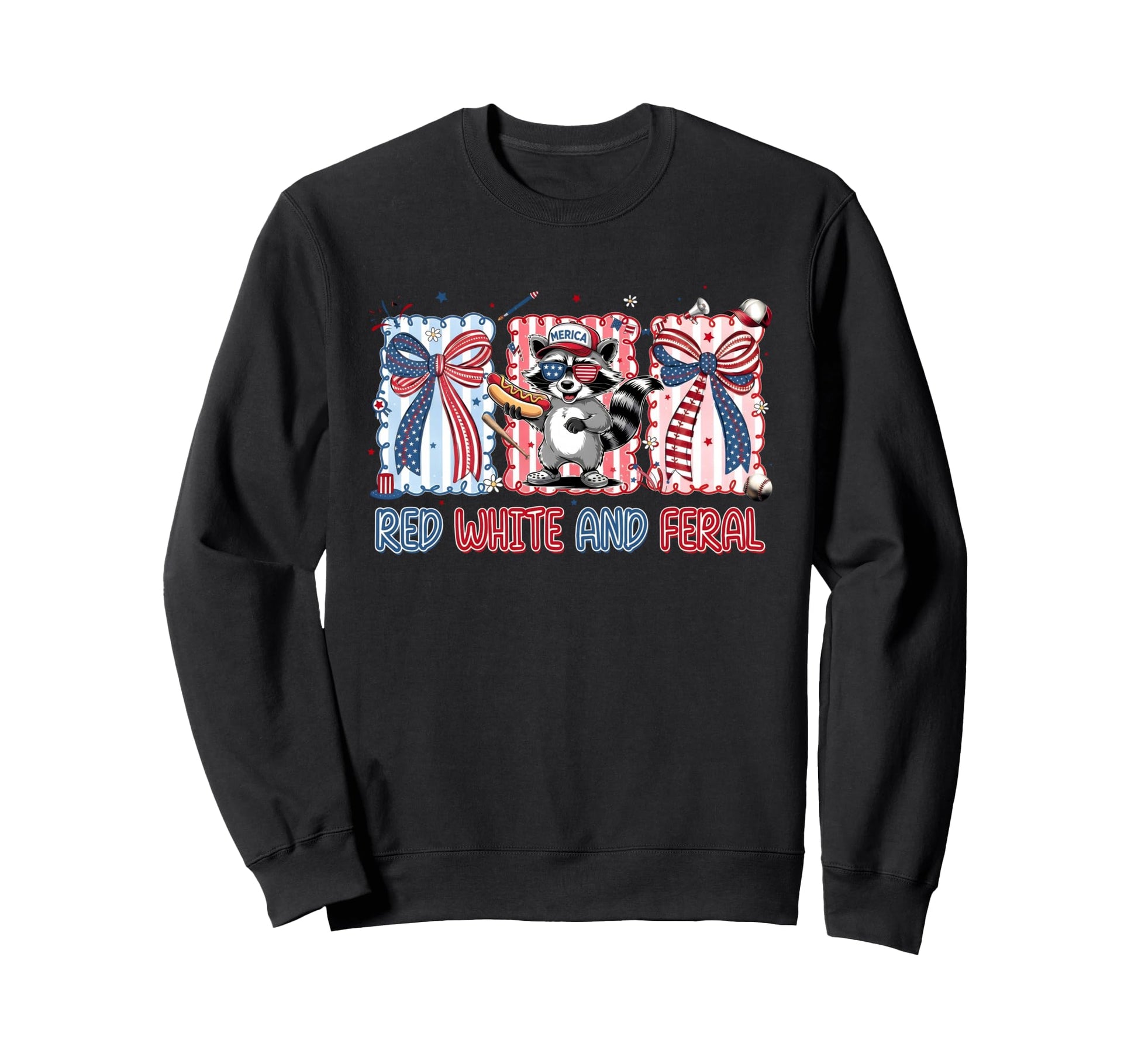 Red White And Feral Patriotic Sweatshirt - Minimalist Print Men Women - T-Shirt, Sweatshirt, Hoodie