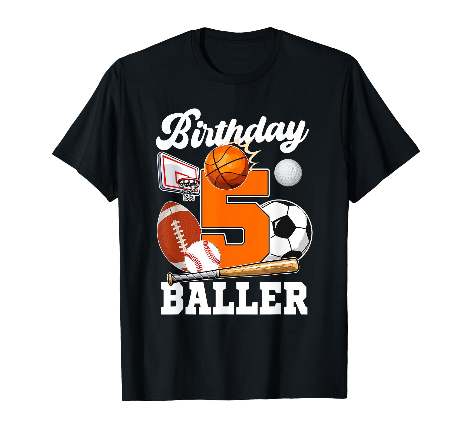 5 Year Old Birthday Baller 5Th Birthday T-Shirt - Graphic Print for Adults - T-Shirt, Sweatshirt, Hoodie