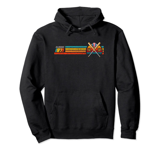 Baseball Fan 1971 Birthday Hoodie - Novelty Apparel Men Women - T-Shirt, Sweatshirt, Hoodie
