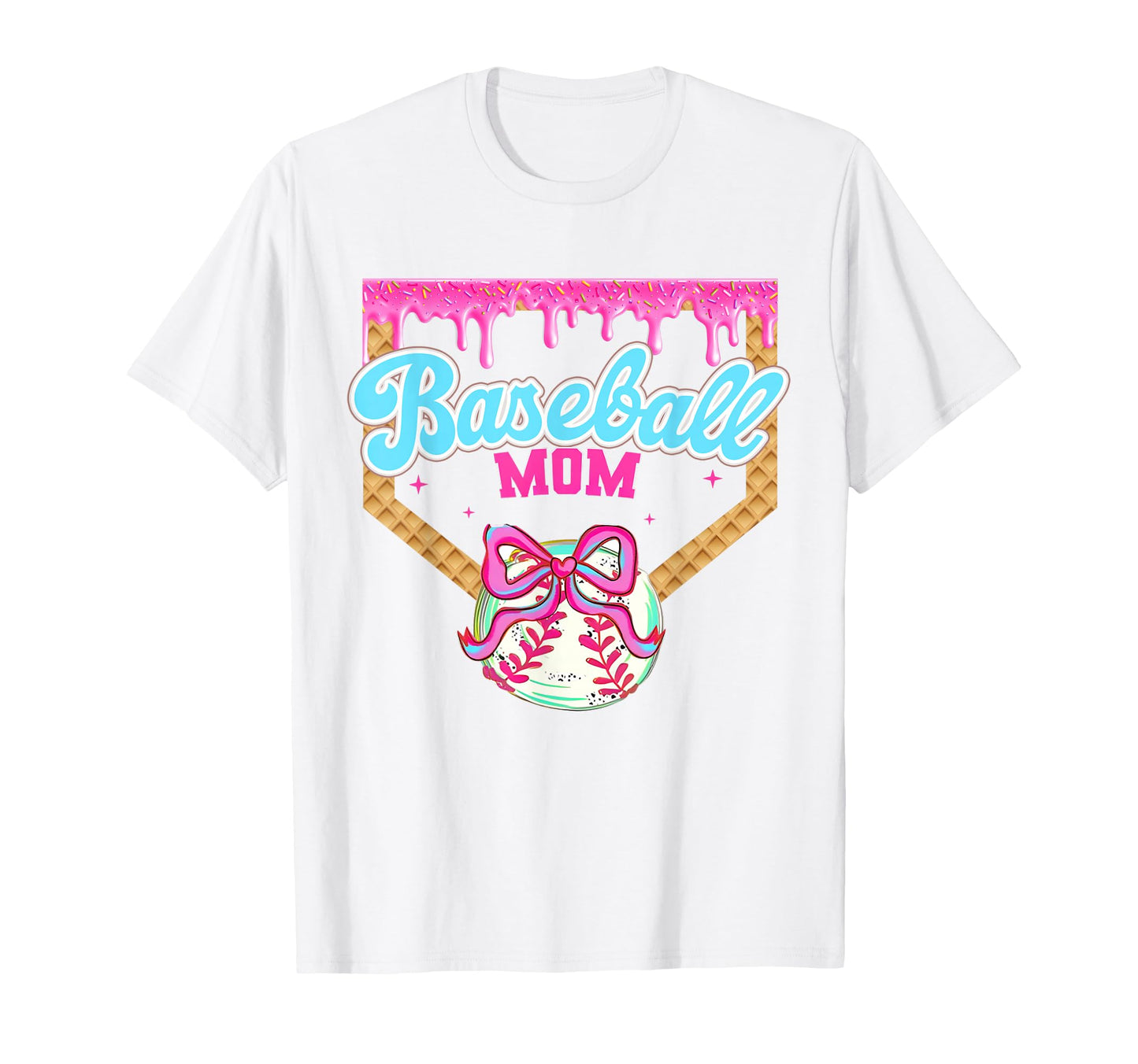 Baseball Mom Ice Cream Drip Baseball T-Shirt - Unique Graphic Men Women - T-Shirt, Sweatshirt, Hoodie