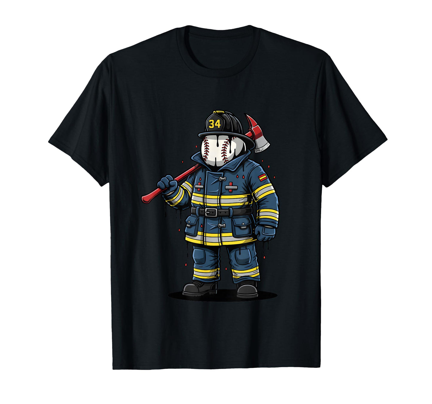 Firefighter Baseball Skull Axe Hero T-Shirt - Novelty Apparel Men Women - T-Shirt, Sweatshirt, Hoodie