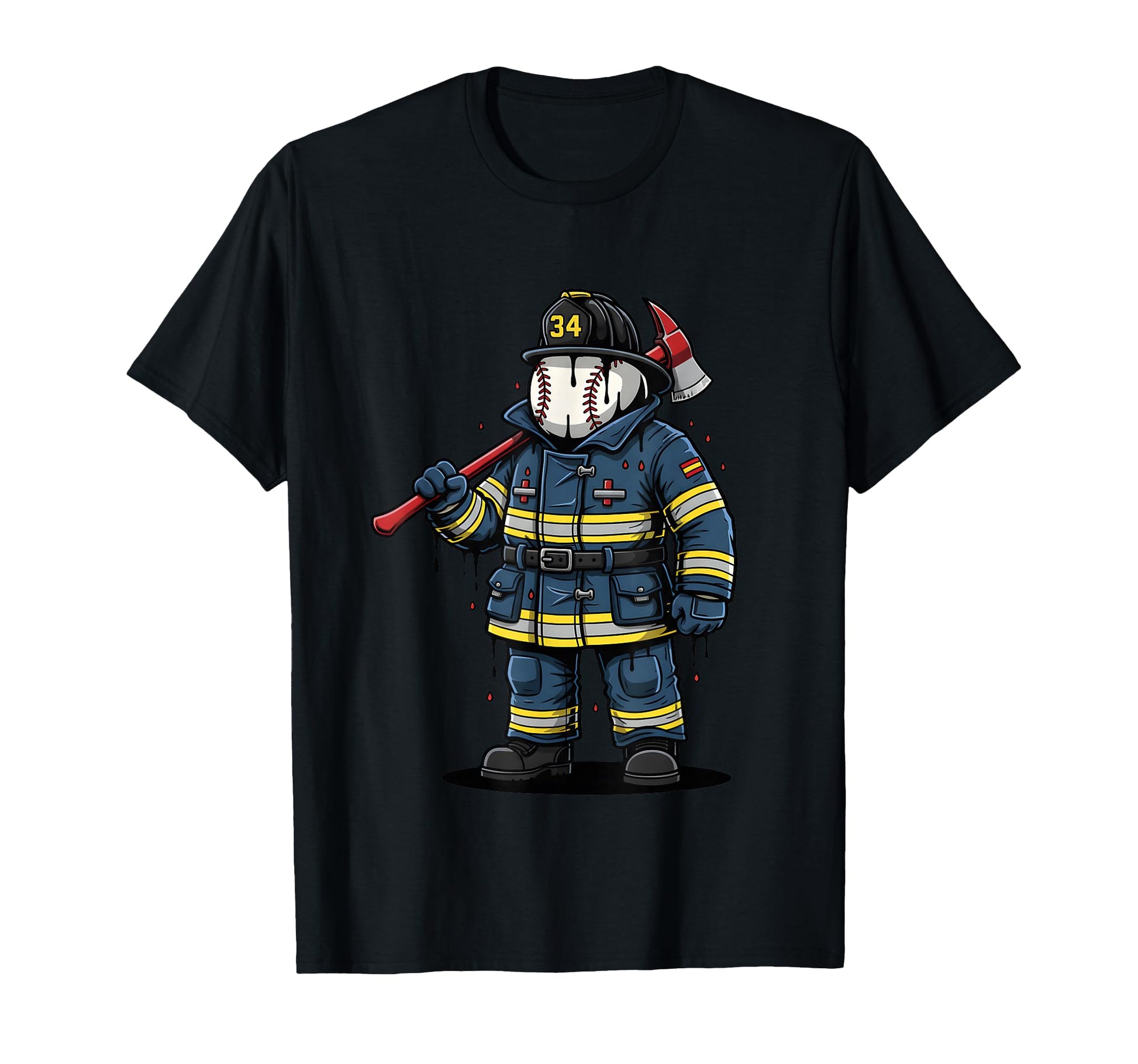Firefighter Baseball Skull Axe Hero T-Shirt - Novelty Apparel Men Women - T-Shirt, Sweatshirt, Hoodie
