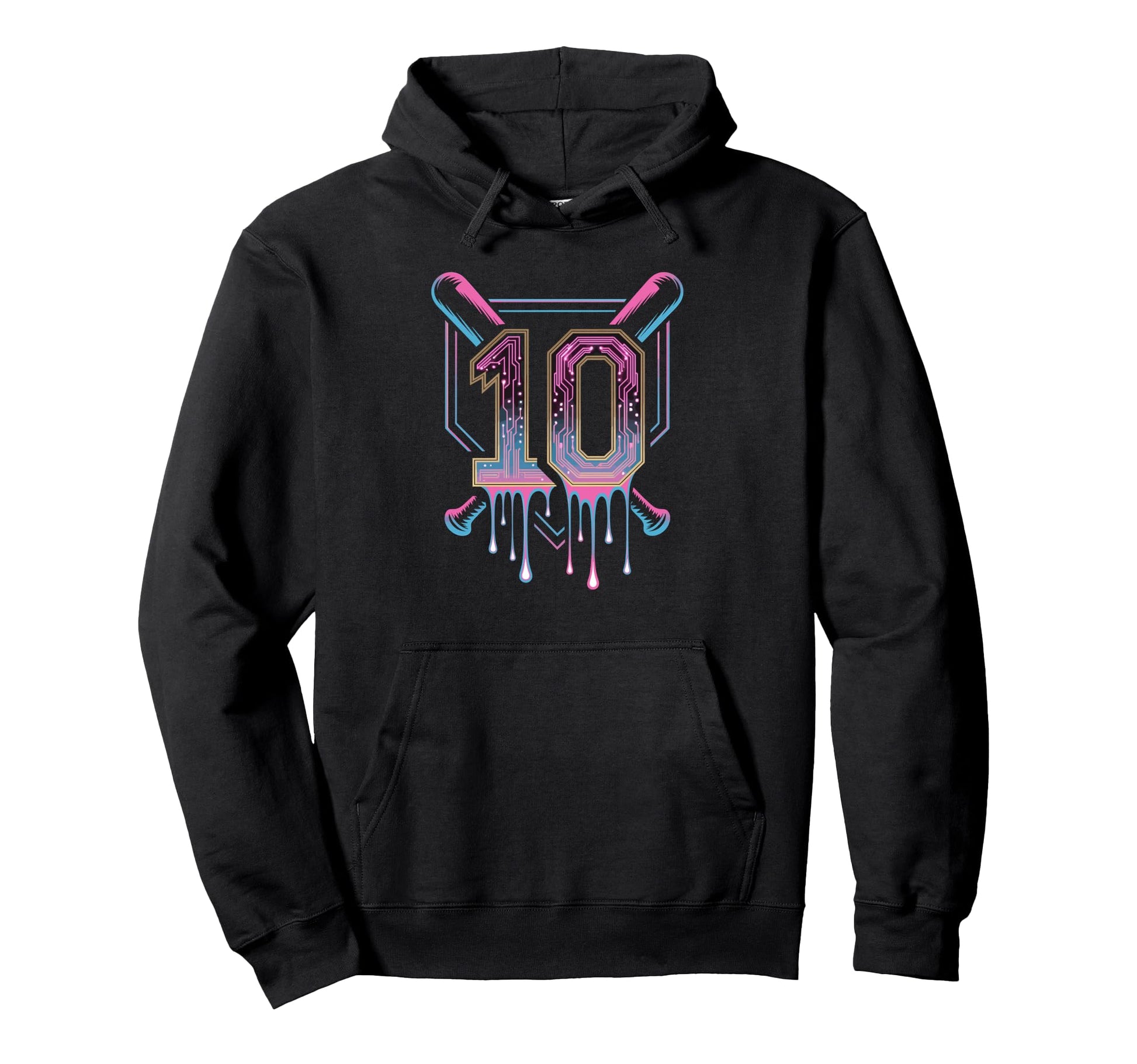 Baseball Birthday Party Vibes 10 Year Hoodie - Custom Art Print Men Women - T-Shirt, Sweatshirt, Hoodie