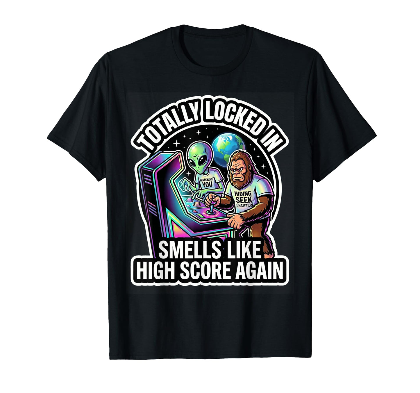 Funny Alien Bigfoot Arcade Game T-Shirt - Streetwear Style Men Women - T-Shirt, Sweatshirt, Hoodie
