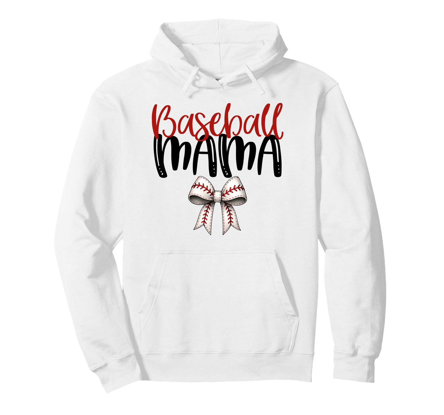 Baseball Mama Coquette Bow Game Day Hoodie - Casual Everyday Wear Men Women - T-Shirt, Sweatshirt, Hoodie