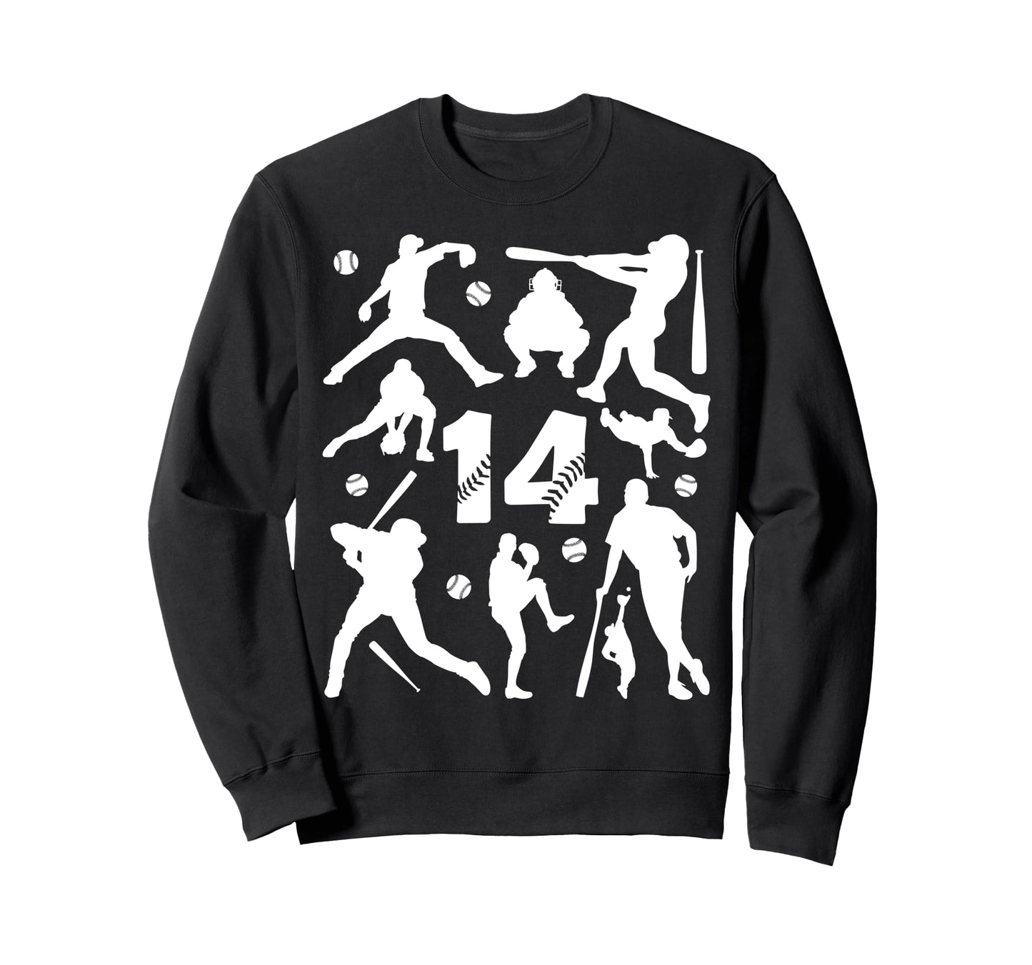 Number 14 Years Baseball 14Th Sweatshirt - Trendy Graphic for Adults - T-Shirt, Sweatshirt, Hoodie