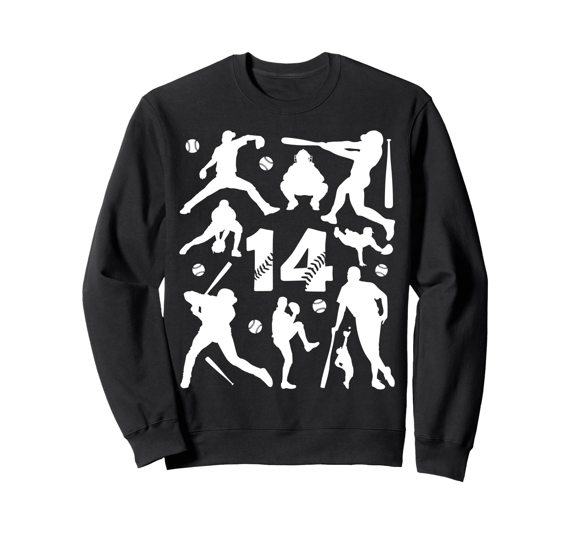 Number 14 Years Baseball 14Th Sweatshirt - Trendy Graphic for Adults - T-Shirt, Sweatshirt, Hoodie