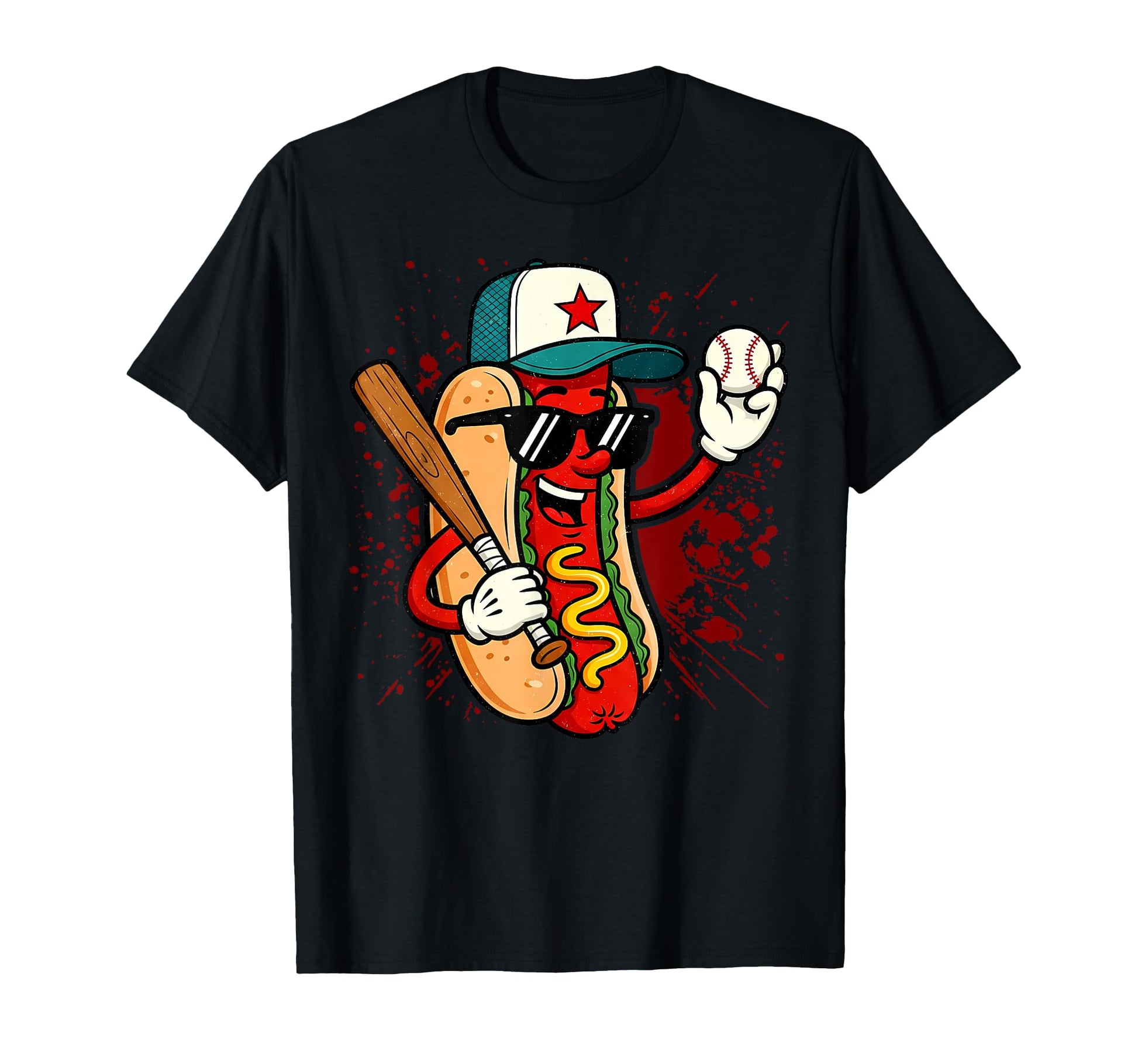 Baseball Hot Dogs Funny T-Shirt - Graphic Print for Adults - T-Shirt, Sweatshirt, Hoodie
