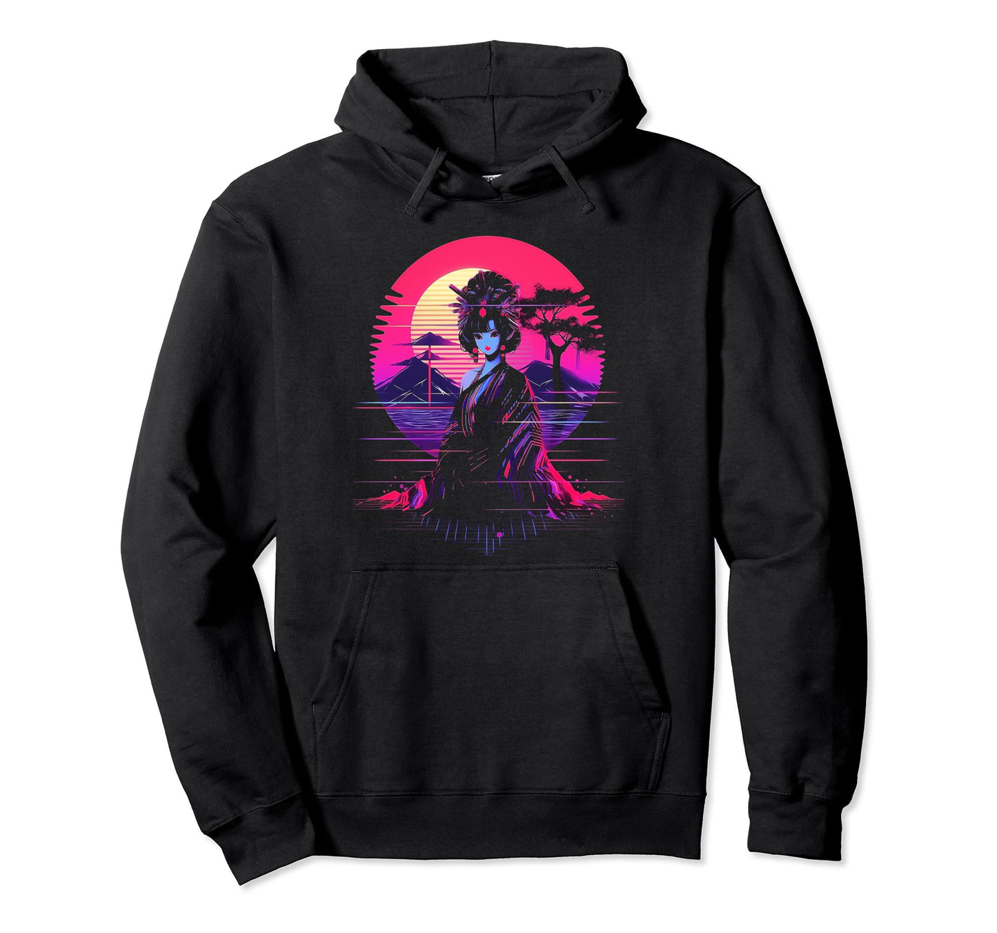 Vaporwave Geisha 80S Synthwave 12 Hoodie - Fun Novelty Design Men Women - T-Shirt, Sweatshirt, Hoodie