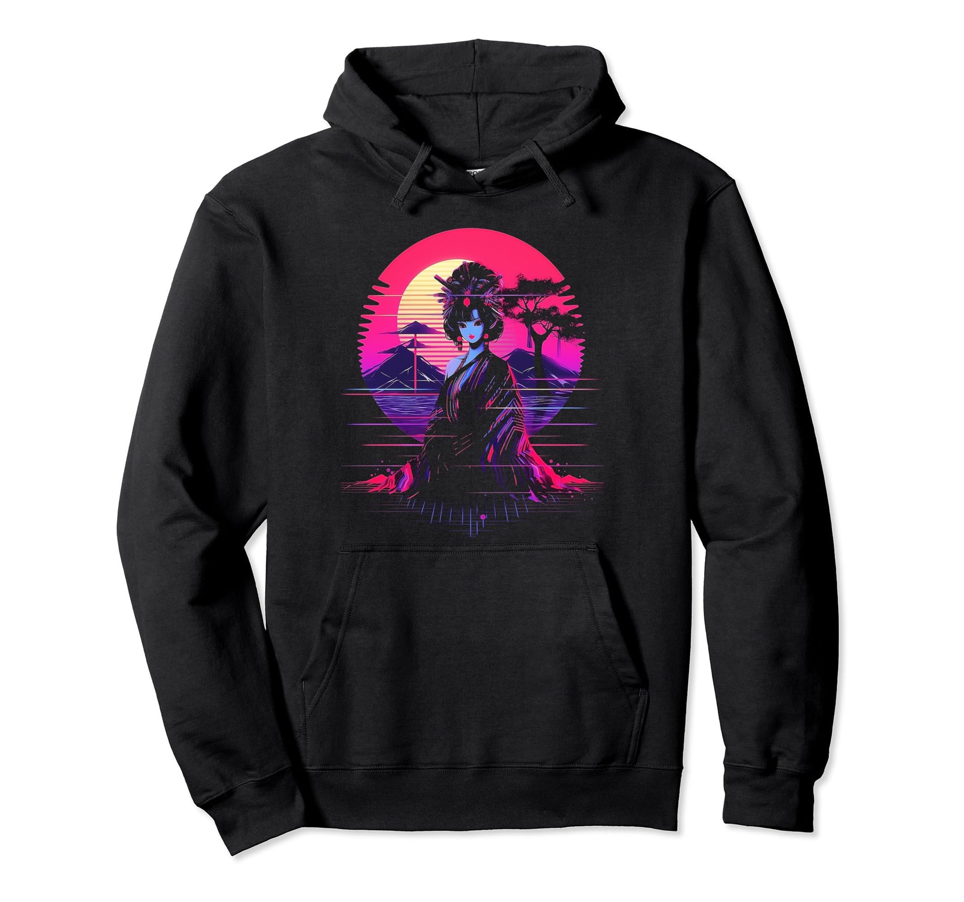 Vaporwave Geisha 80S Synthwave 12 Hoodie - Fun Novelty Design Men Women - T-Shirt, Sweatshirt, Hoodie