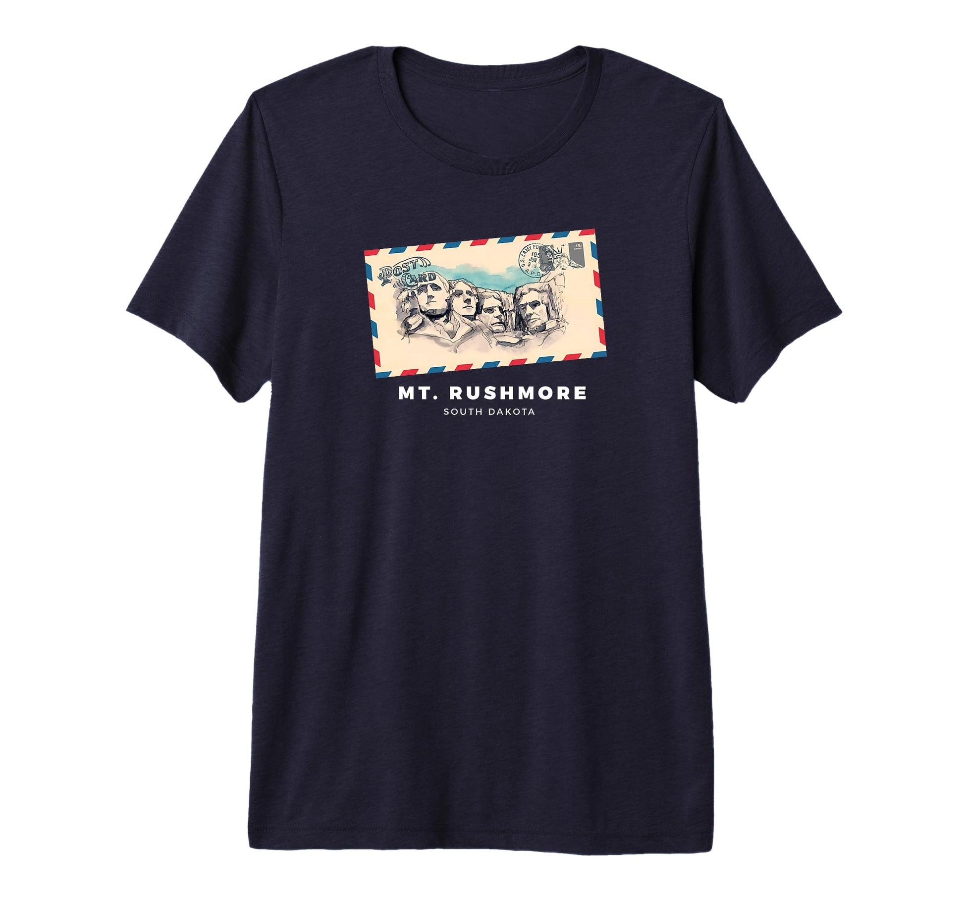 Watercolor Mt Rushmore Postcard Tri T-Shirt - Minimalist Print Men Women - T-Shirt, Sweatshirt, Hoodie