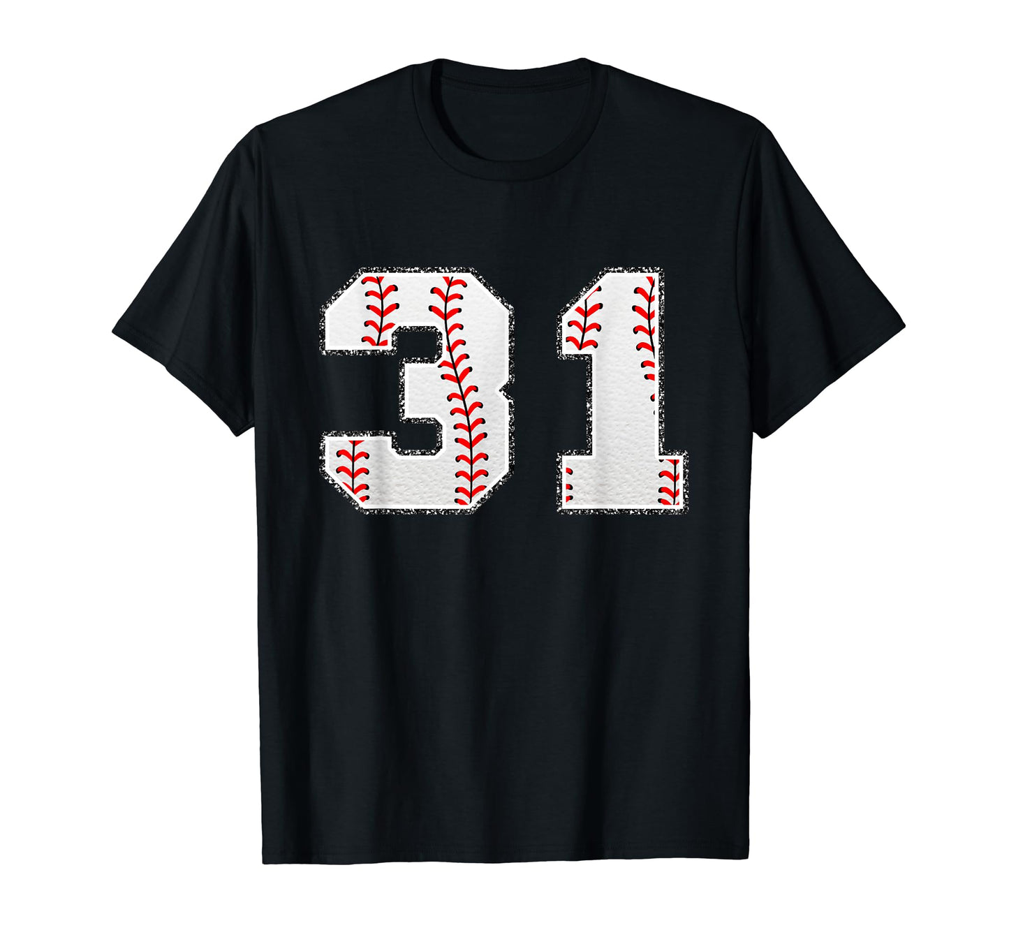 Number 31 Baseball Distressed Number T-Shirt - Graphic Print for Adults - T-Shirt, Sweatshirt, Hoodie