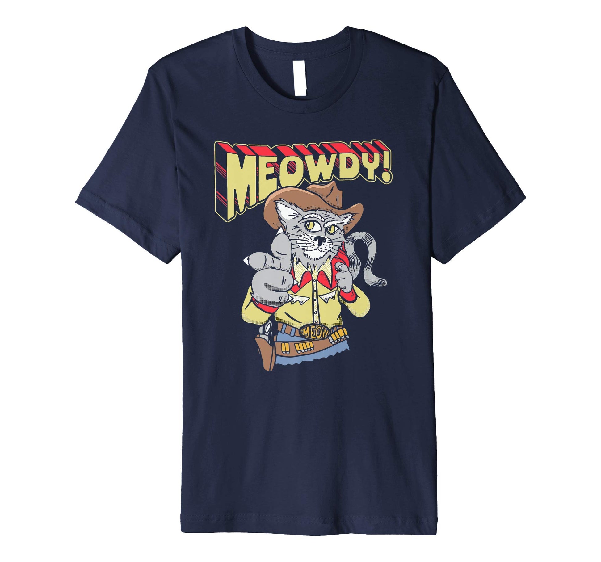 Meowdy Partner Funny Cowboy Cat Western T-Shirt - Minimalist Print Unisex - T-Shirt, Sweatshirt, Hoodie