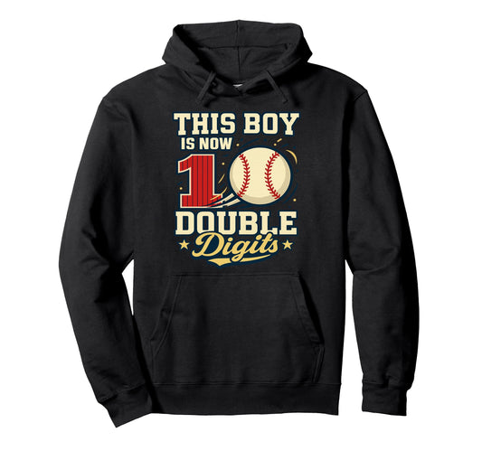 10Th Birthday Baseball Player Tenth Hoodie - Aesthetic Graphic Unisex - T-Shirt, Sweatshirt, Hoodie