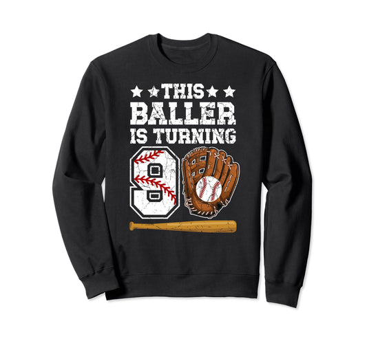 9Th Birthday Party Baseball 9 Year Sweatshirt - Streetwear Style Unisex - T-Shirt, Sweatshirt, Hoodie