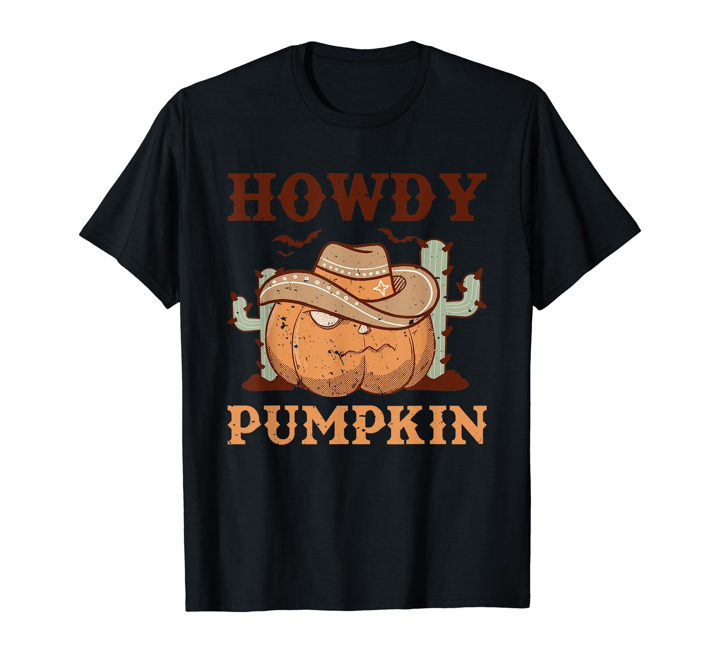Howdy Pumpkin Western Halloween T-Shirt - Custom Art Print Men Women - T-Shirt, Sweatshirt, Hoodie