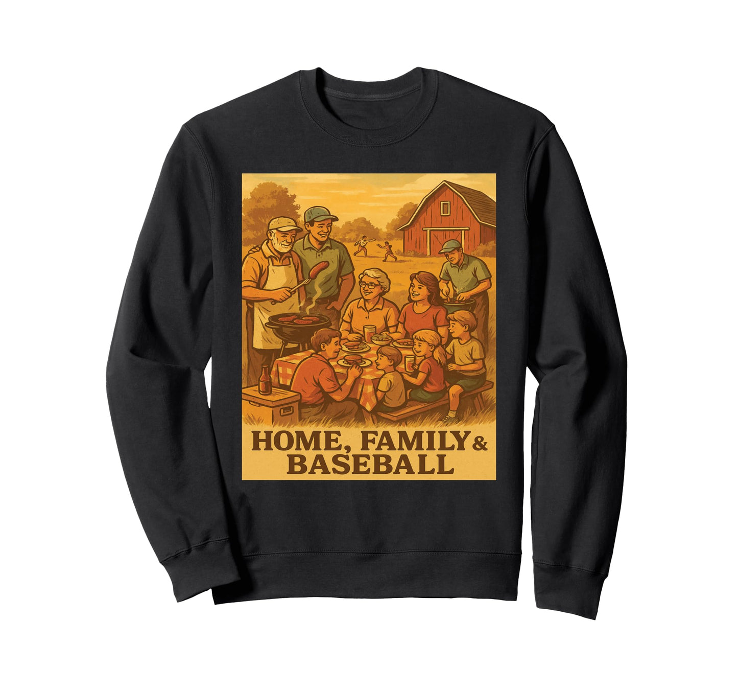 Home Family And Baseball Sweatshirt - Fun Novelty Design for Adults - T-Shirt, Sweatshirt, Hoodie