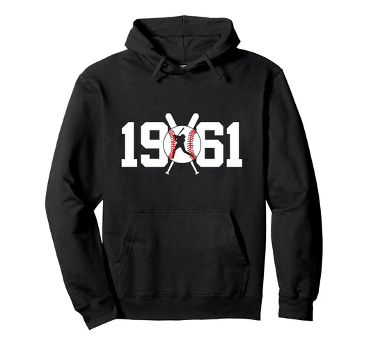 1961 Baseball 65Th Birthday Hoodie - Casual Everyday Wear Unisex - T-Shirt, Sweatshirt, Hoodie