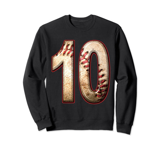 Baseball Birthday Ten 10Th Birthday Sweatshirt - Novelty Apparel Men Women - T-Shirt, Sweatshirt, Hoodie