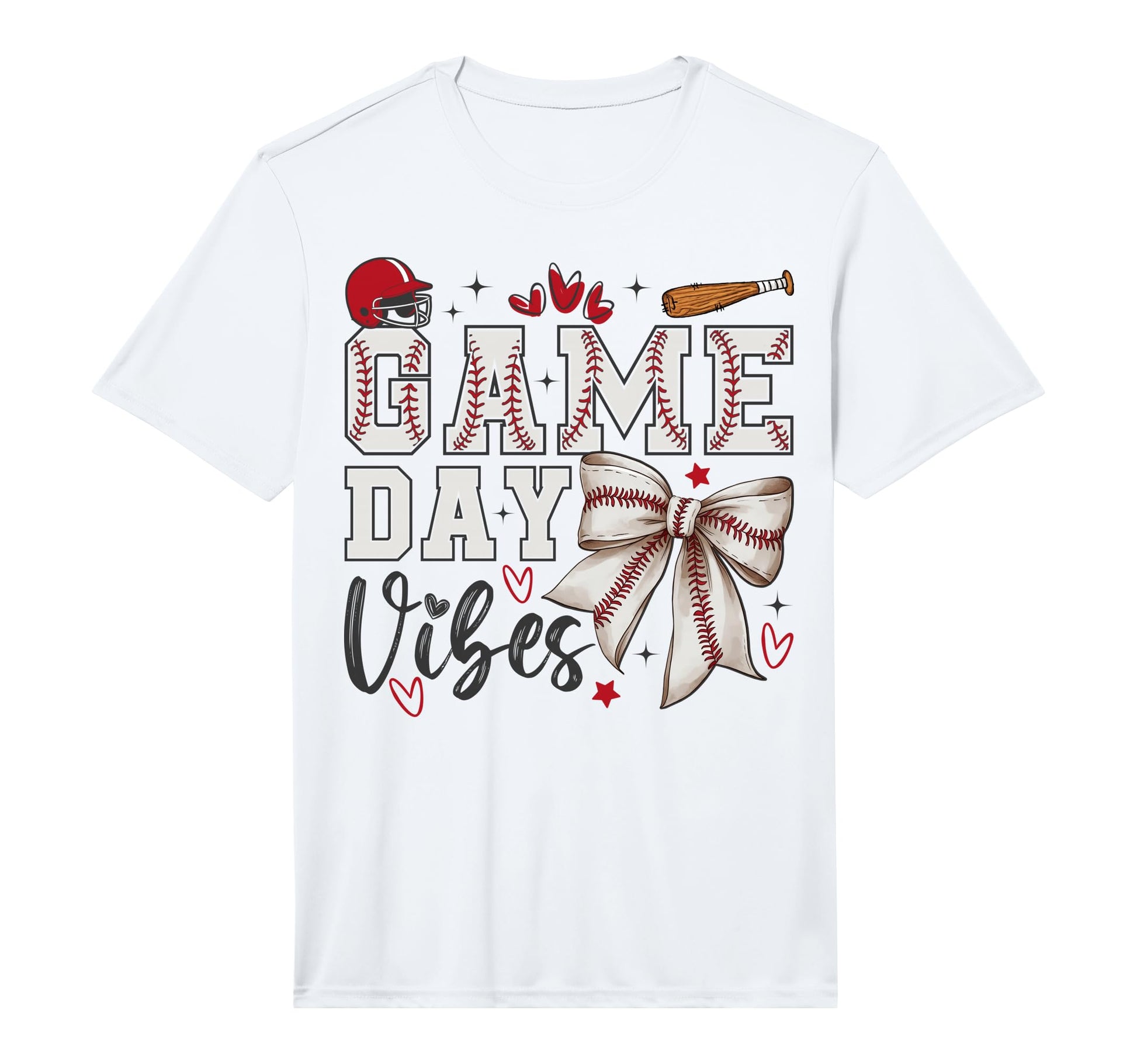 Game Day Vibes Baseball Coquette Bow T-Shirt - Unique Graphic Men Women - T-Shirt, Sweatshirt, Hoodie