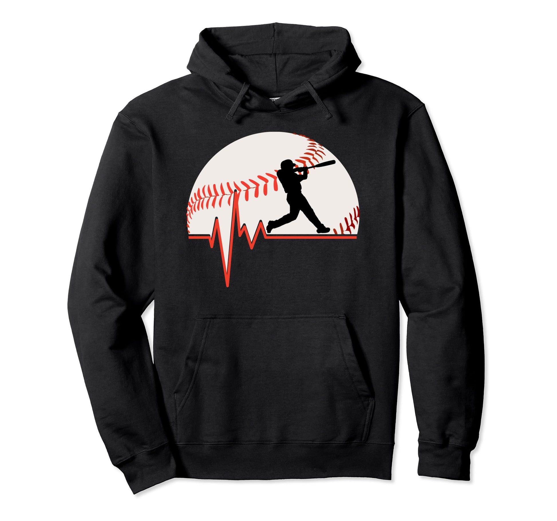 Funny Baseball Heartbeat Hoodie - Casual Everyday Wear for Adults - T-Shirt, Sweatshirt, Hoodie
