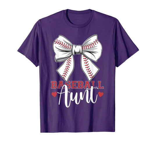 Baseball Aunt Coquette Bow Sport T-Shirt - Custom Art Print Men Women - T-Shirt, Sweatshirt, Hoodie