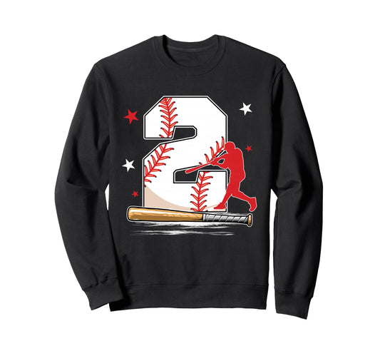 2 Years Old Baseball Birthday 2Th Bday Sweatshirt - Novelty Apparel Unisex - T-Shirt, Sweatshirt, Hoodie