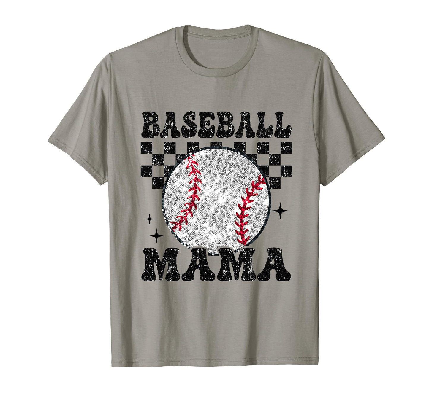 Baseball Mama Checkered Funny T-Shirt - Casual Everyday Wear for Adults - T-Shirt, Sweatshirt, Hoodie