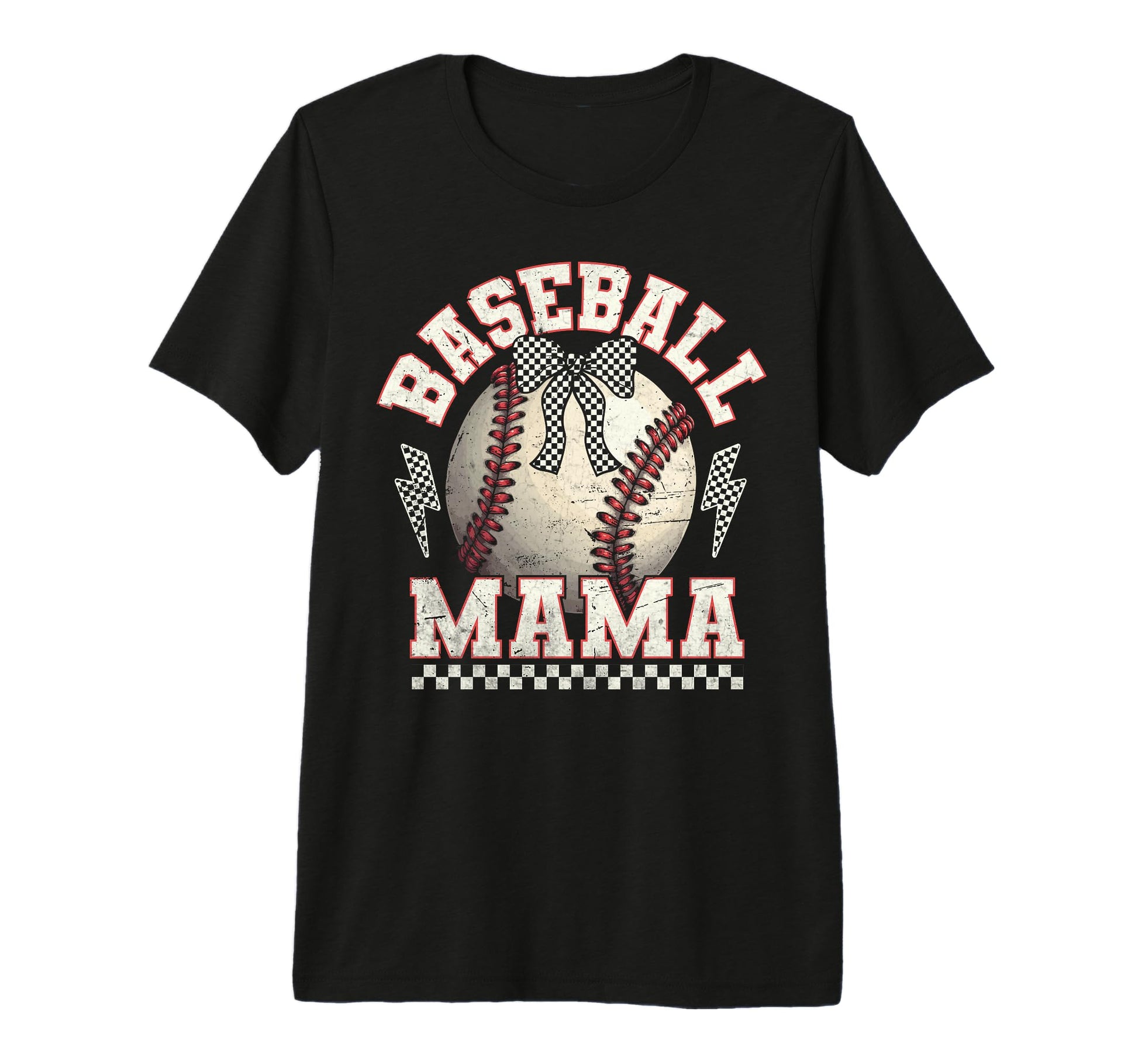 Checkered Baseball Mama Sports Mom T-Shirt - Novelty Apparel Men Women - T-Shirt, Sweatshirt, Hoodie