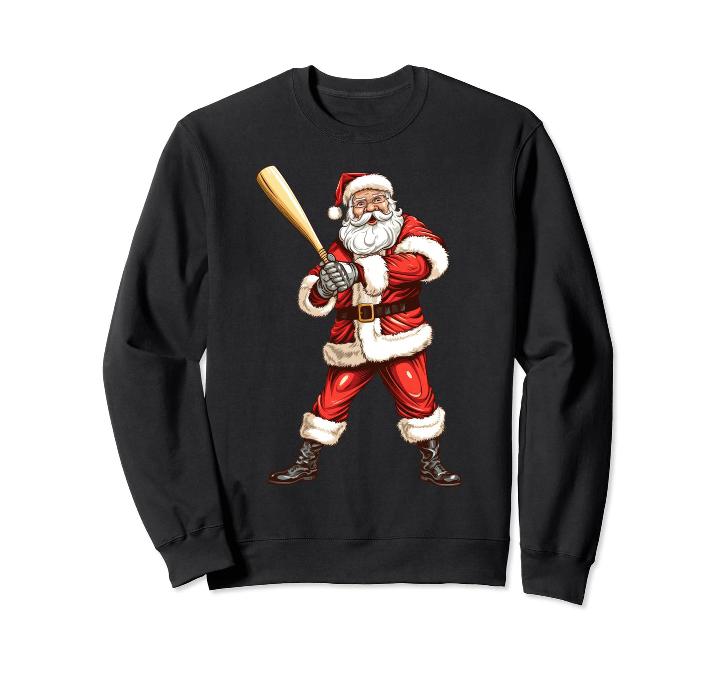 Santa Baseball Bat Baseball Sweatshirt - Fun Novelty Design Men Women - T-Shirt, Sweatshirt, Hoodie