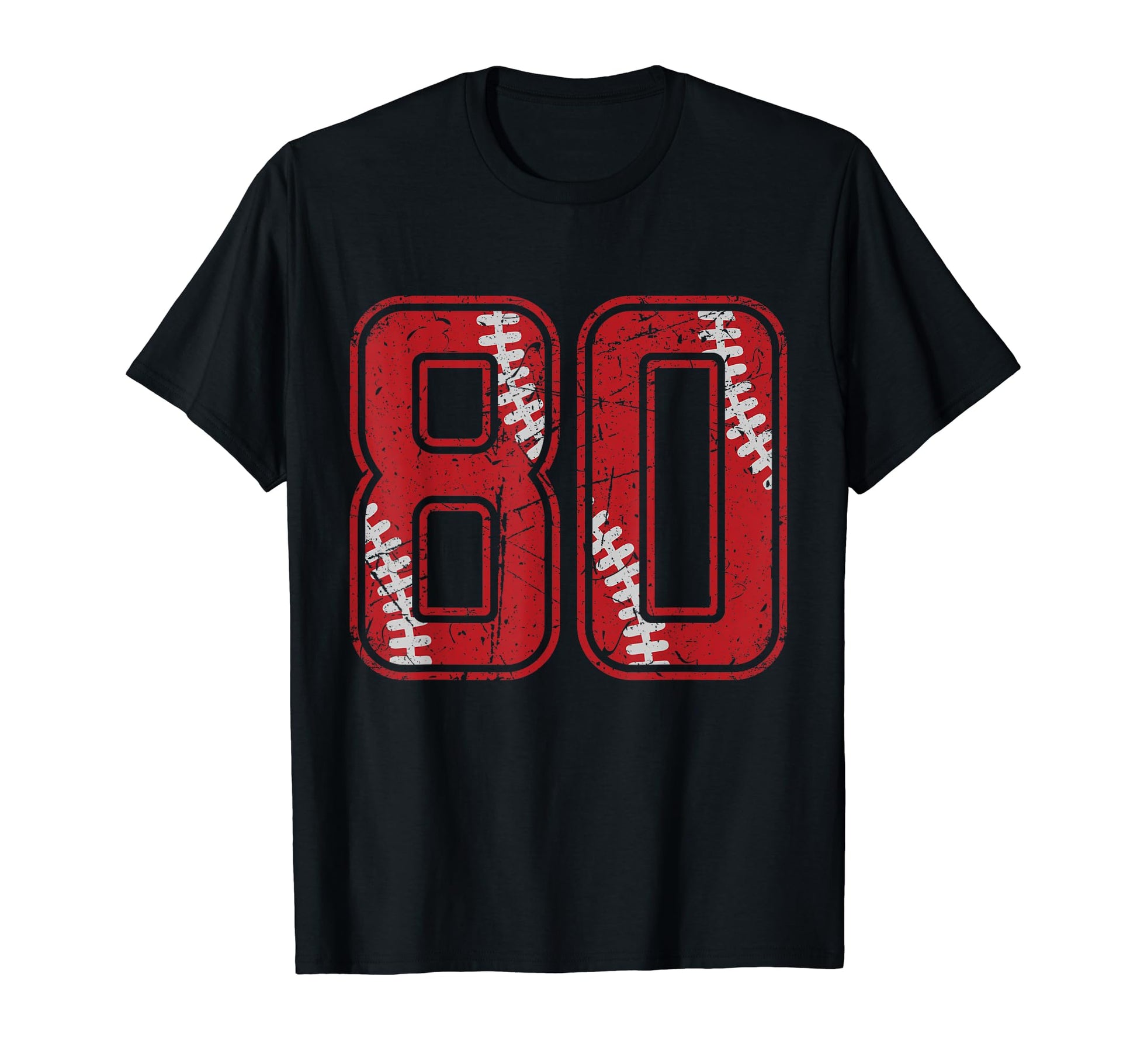 Number 80 Distressed Baseball Jersey T-Shirt - Minimalist Print Unisex - T-Shirt, Sweatshirt, Hoodie