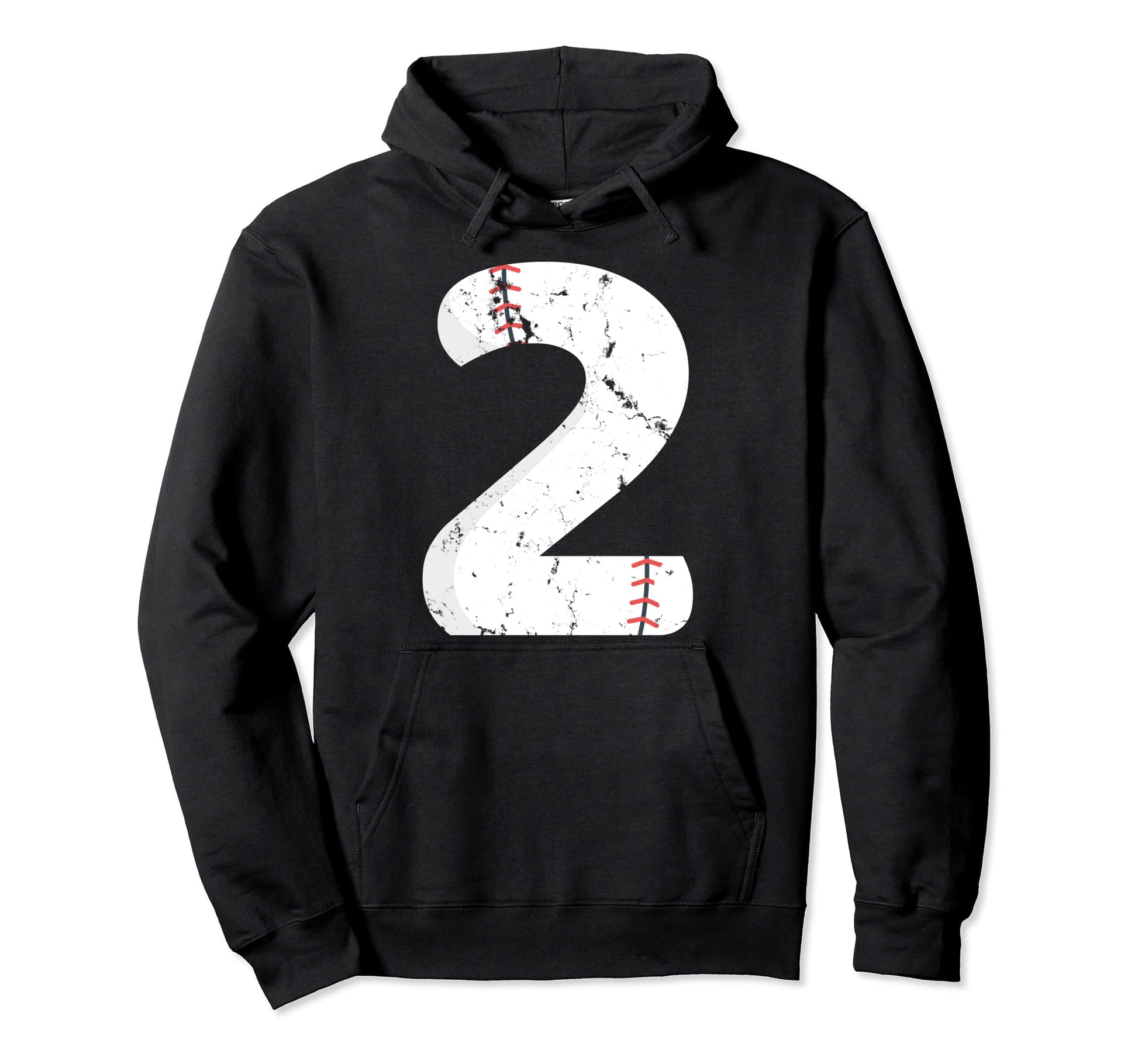 Number 2 Baseball Distressed Team Hoodie - Unique Graphic Men Women - T-Shirt, Sweatshirt, Hoodie