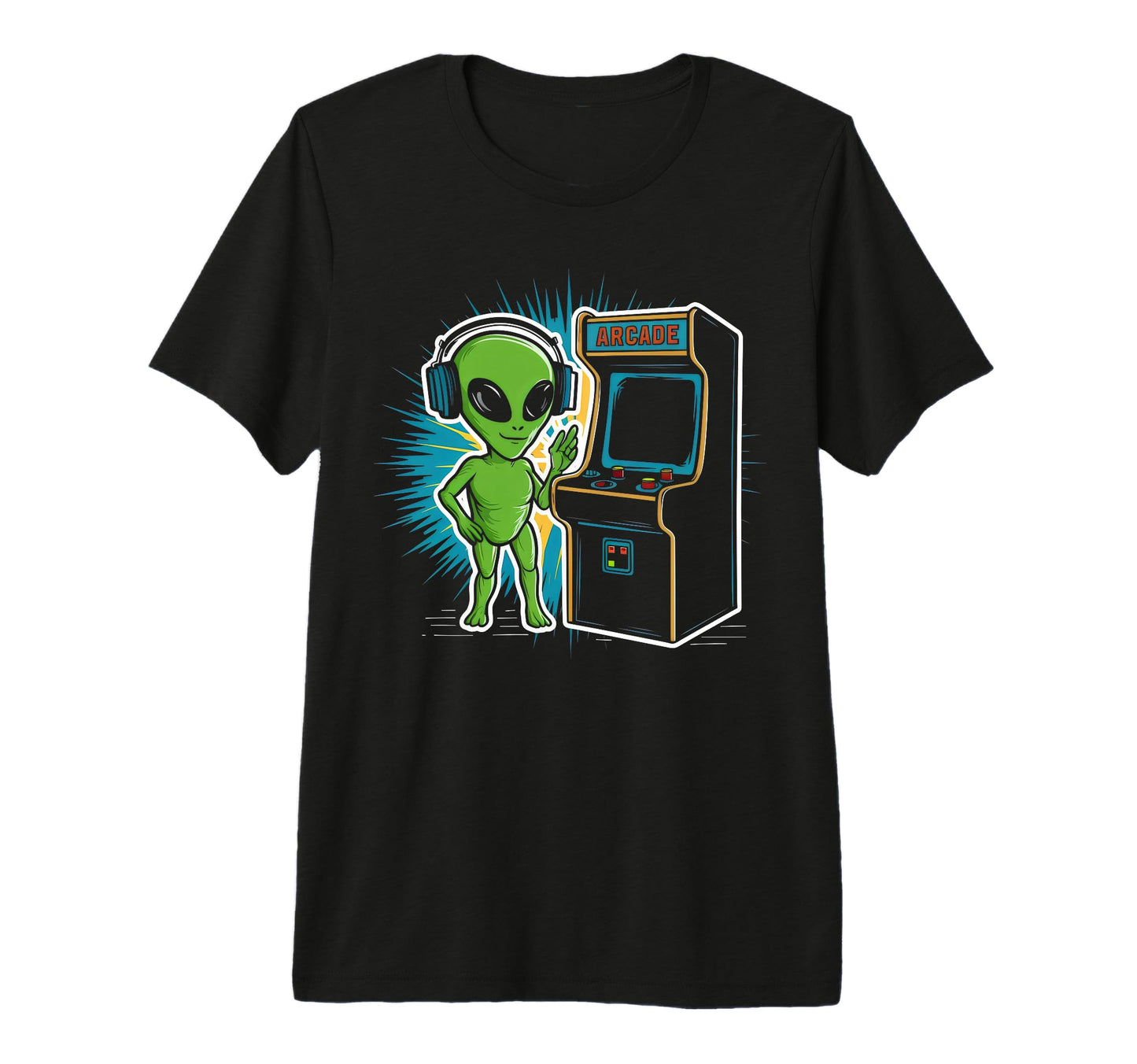 Gamer Alien Love 80S 90S Arcade T-Shirt - Minimalist Print Men Women - T-Shirt, Sweatshirt, Hoodie
