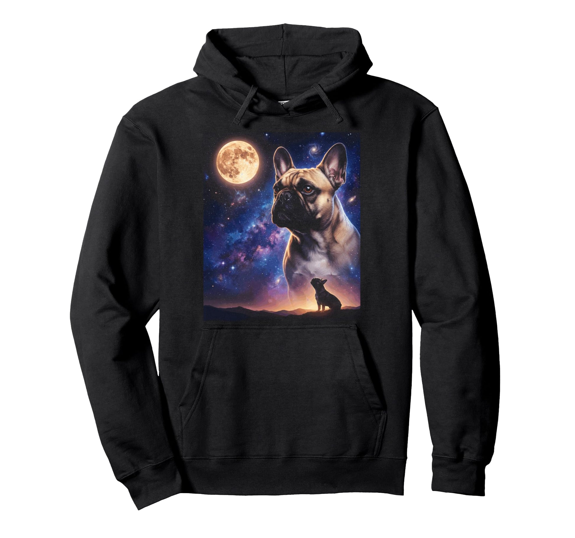 French Bulldog Art Celestial Moon Hoodie - Custom Art Print for Adults - T-Shirt, Sweatshirt, Hoodie