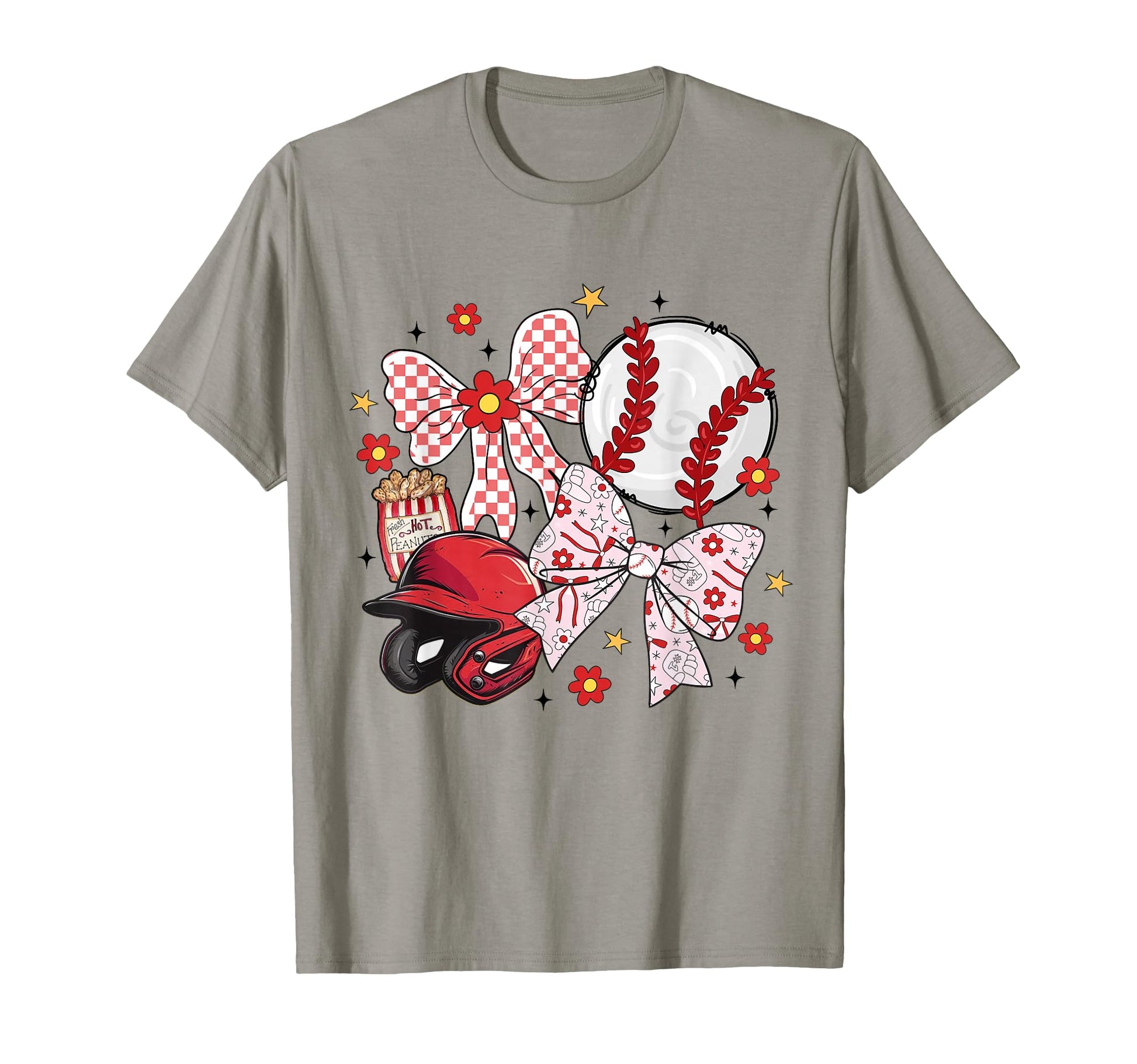 Bow Baseball Flowers Funny Baseball T-Shirt - Custom Art Print Unisex - T-Shirt, Sweatshirt, Hoodie