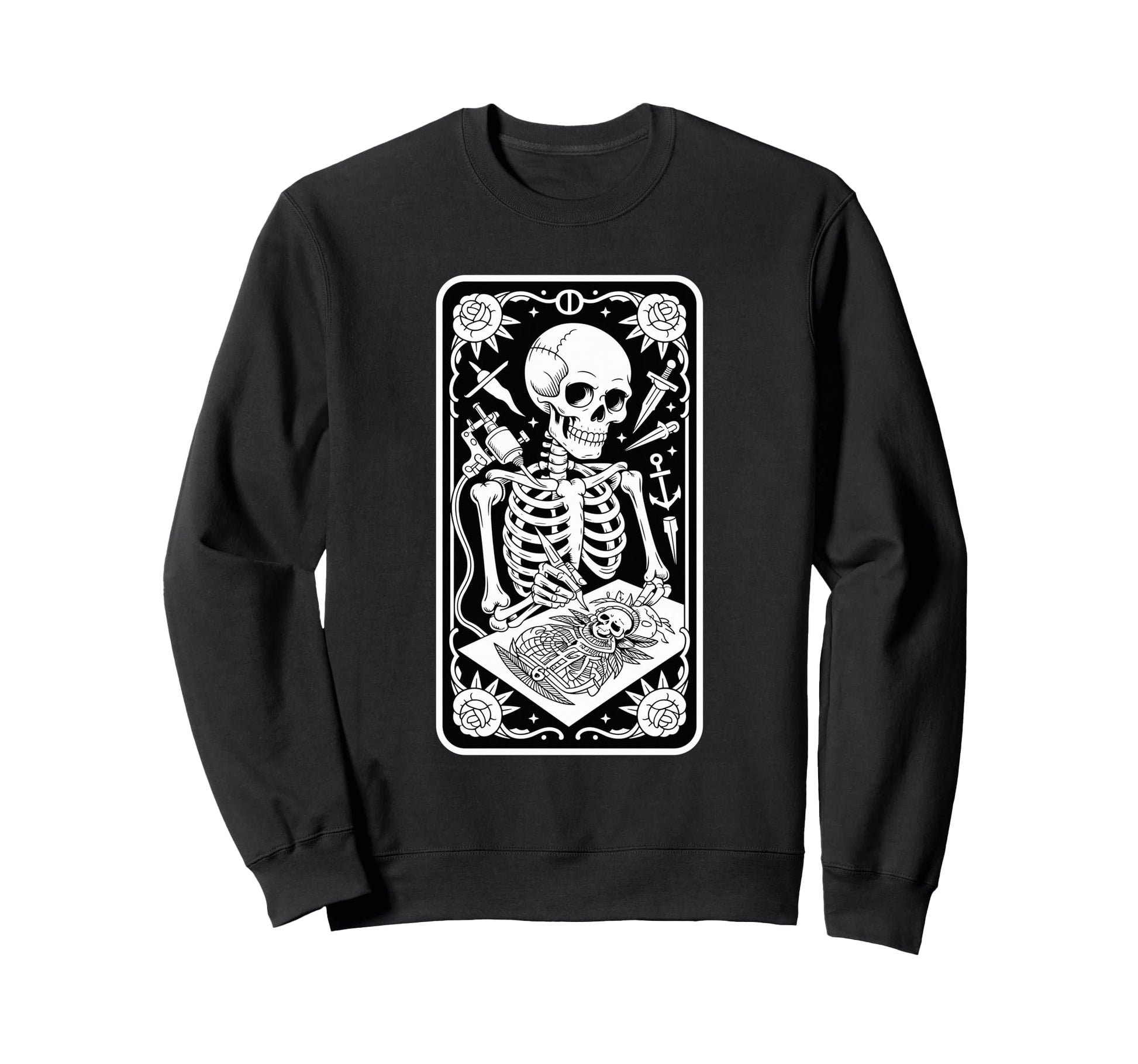 Inked Skeleton Tattoo Artist Sweatshirt - Casual Everyday Wear Men Women - T-Shirt, Sweatshirt, Hoodie