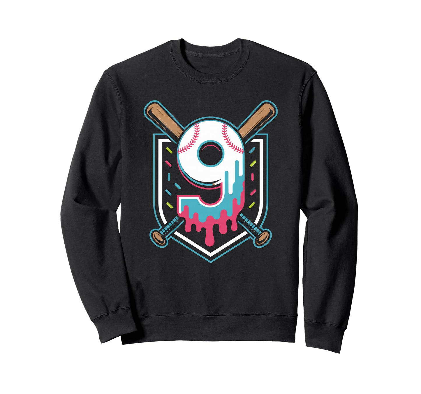 Baseball Birthday Number 9 Drip Age Sweatshirt - Streetwear Style Unisex - T-Shirt, Sweatshirt, Hoodie