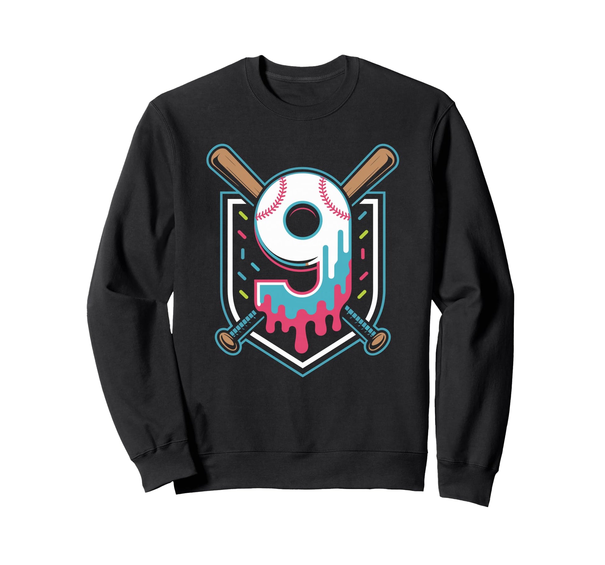 Baseball Birthday Number 9 Drip Age Sweatshirt - Streetwear Style Unisex - T-Shirt, Sweatshirt, Hoodie