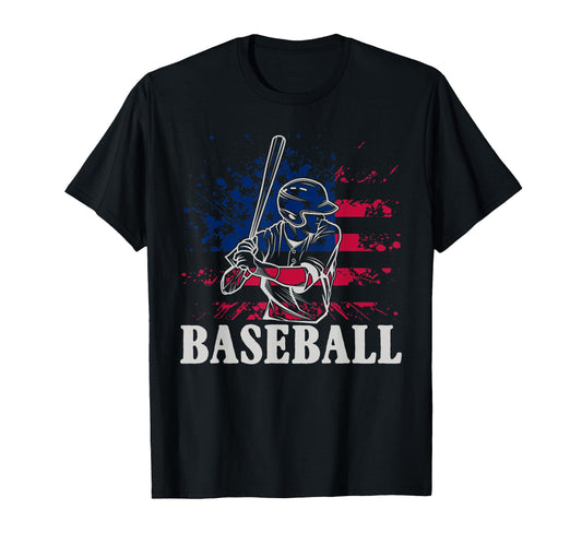 American Sport Baseball Player Us Flag T-Shirt - Trendy Graphic Unisex - T-Shirt, Sweatshirt, Hoodie