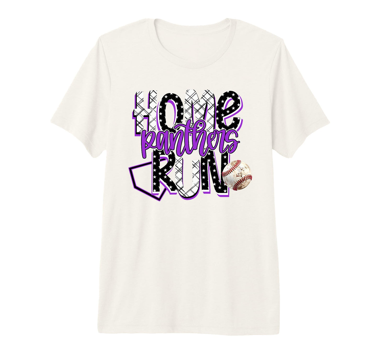 Home Run Panthers Baseball Purple T-Shirt - Minimalist Print for Adults - T-Shirt, Sweatshirt, Hoodie
