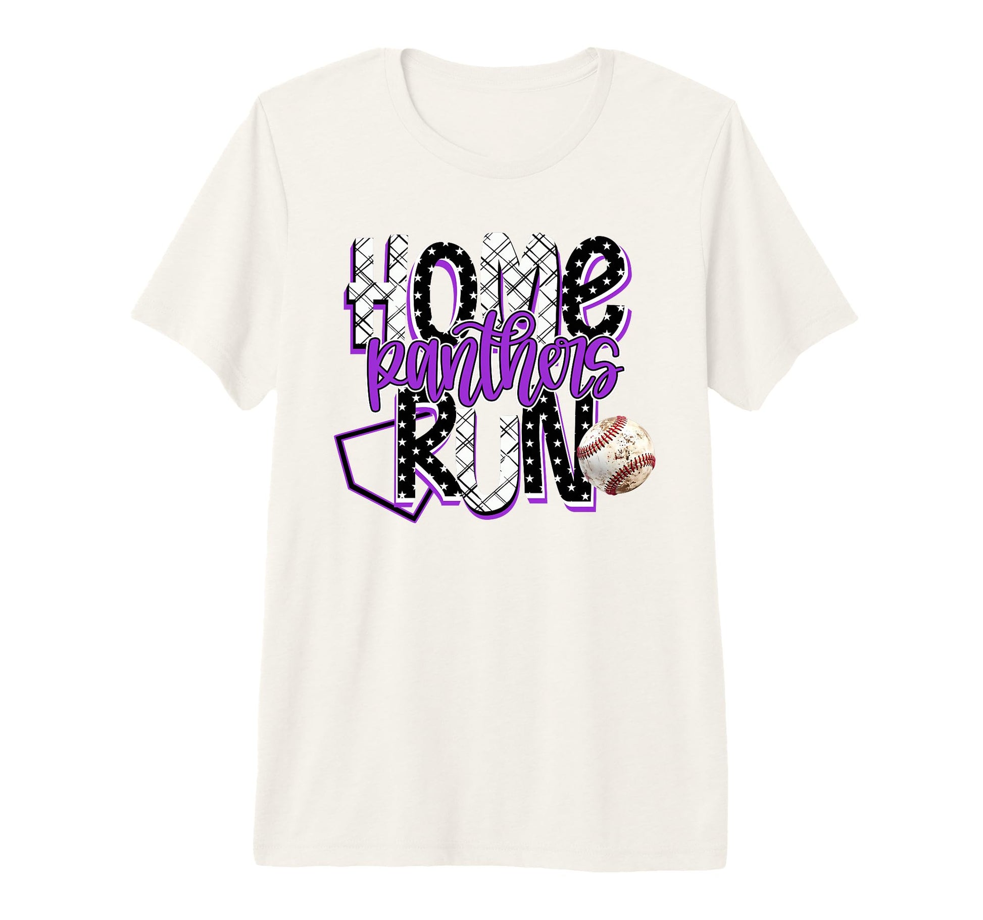 Home Run Panthers Baseball Purple T-Shirt - Minimalist Print for Adults - T-Shirt, Sweatshirt, Hoodie