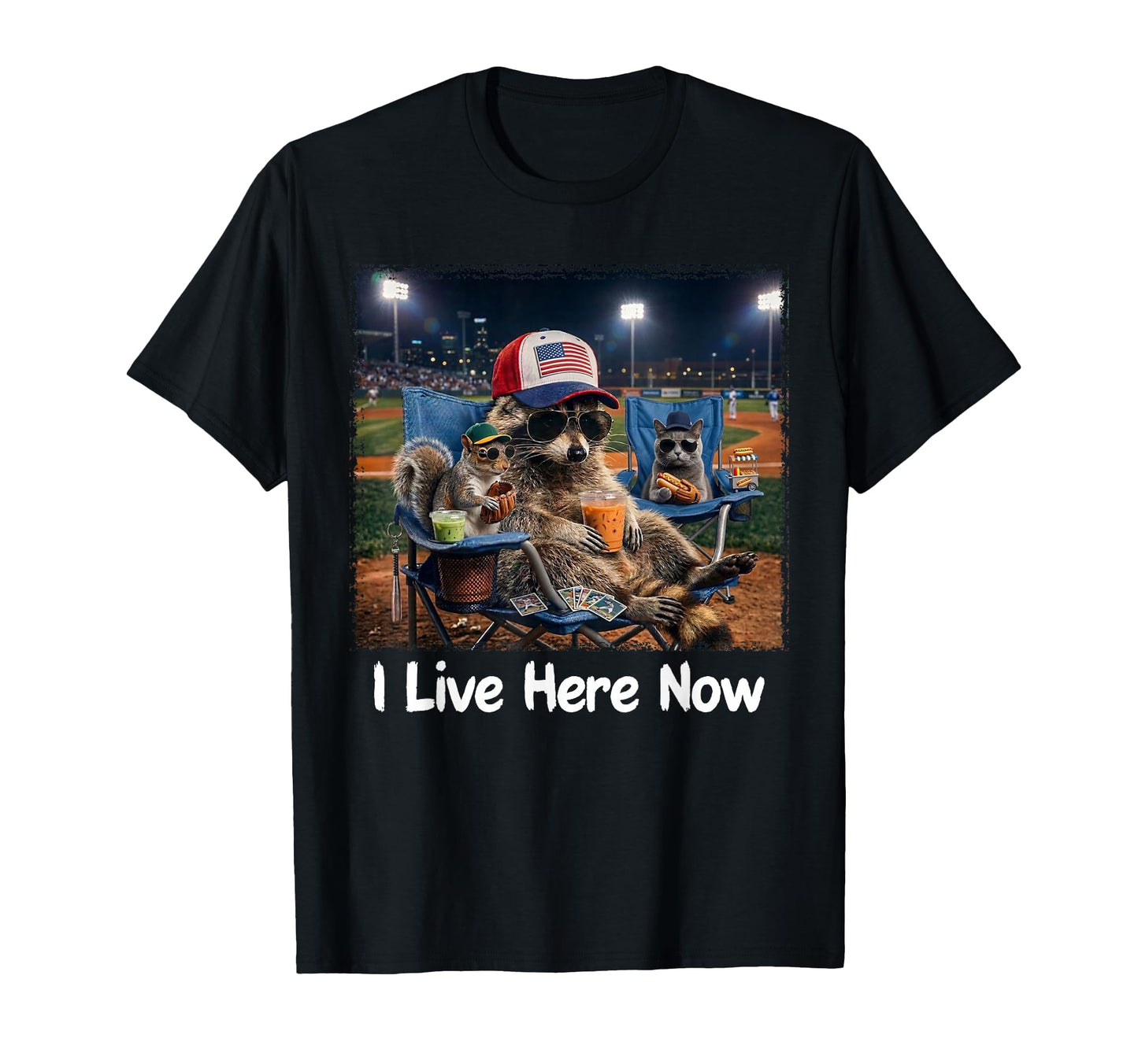 I Live Here Now Funny Ballfield T-Shirt - Minimalist Print for Adults - T-Shirt, Sweatshirt, Hoodie