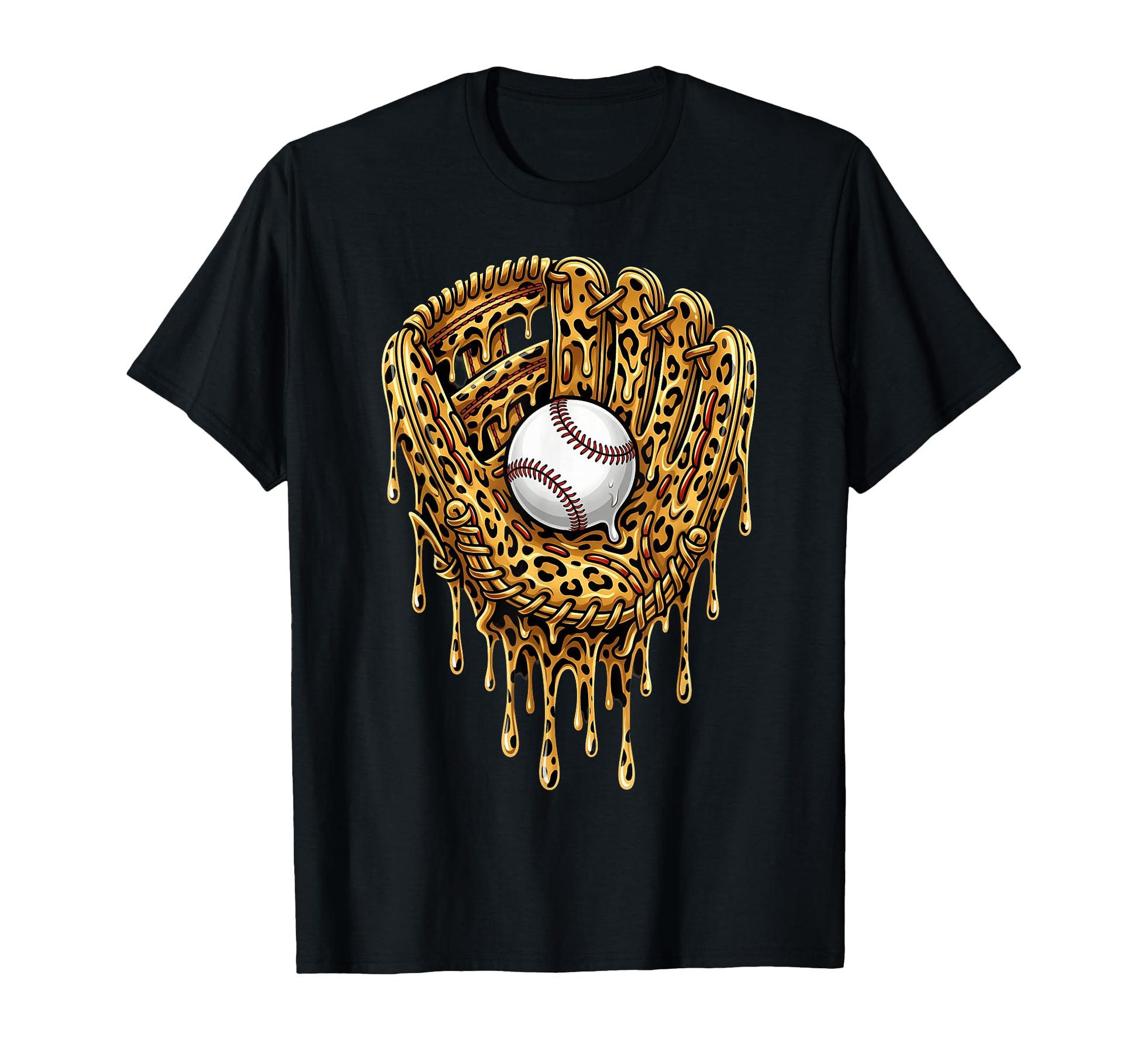 Baseball Drip Leopard Pattern T-Shirt - Fun Novelty Design Men Women - T-Shirt, Sweatshirt, Hoodie